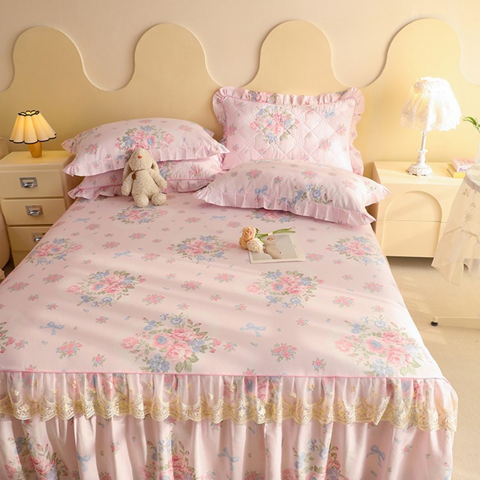 91家纺网 家纺一手货源 找家纺 美达家纺 2025新款全棉印花单床裙 夏花依旧