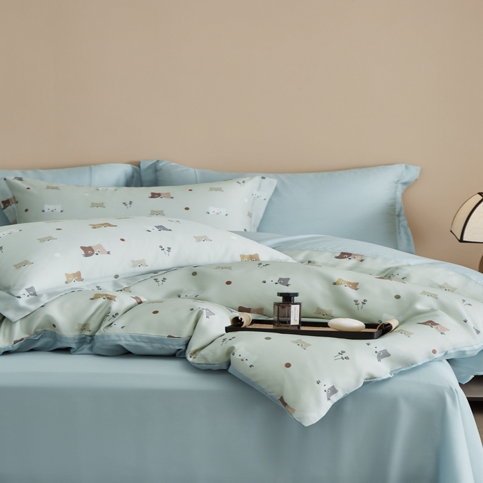 91家纺网 家纺一手货源 找家纺 顾家家居 2025新款莱塞尔数码印花四件套 瑞琦