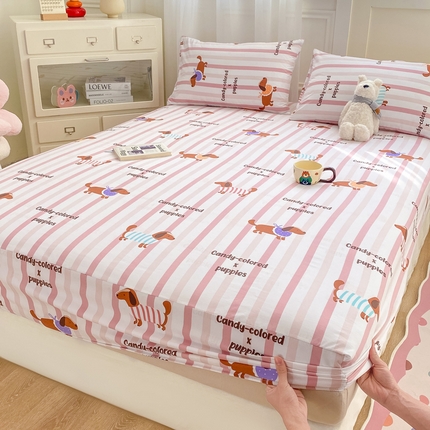 芷凡家纺 2025新款水洗云朵棉印花床笠 卡其诺