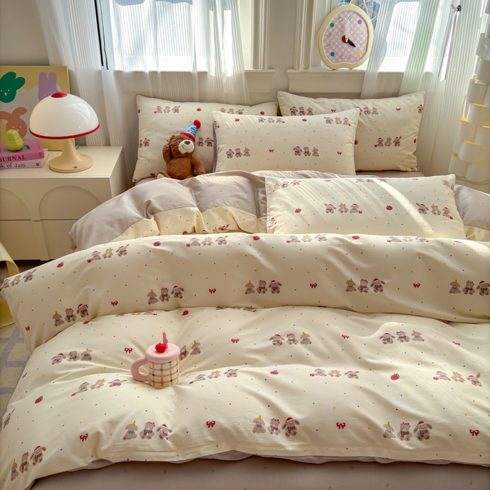 91家纺网 家纺一手货源 找家纺 清雅福 2025全棉13372小清新四件套和单被套早春系列第二批--四件套 小美满