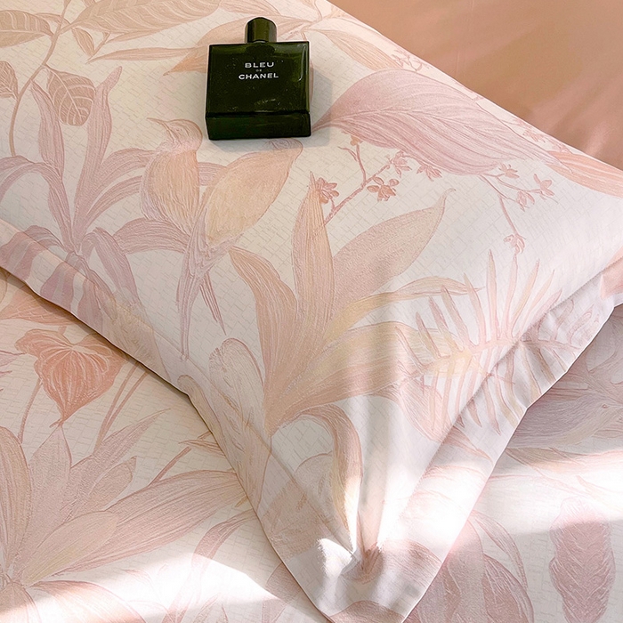 91家纺网 家纺一手货源 找家纺 梧桐树 2025新款100%全棉60S长绒棉套件 S22-深海秘境-粉