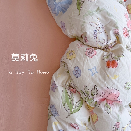仟人梦 2025新款水洗棉印花四件套 莫莉兔