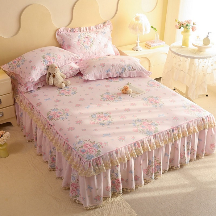 91家纺网 家纺一手货源 找家纺 美达家纺 2025新款全棉印花单床裙 夏花依旧