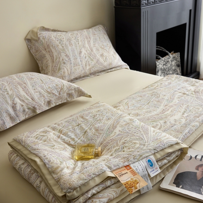 91家纺网 家纺一手货源 找家纺 黛舒家居 2025新款天丝印花夏被四件套 莉格西塔