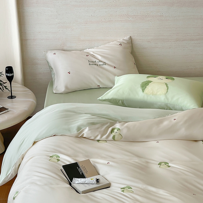 91家纺网 家纺一手货源 找家纺 （总）赫帛 2025新款60支天丝四件套-绿胖胖