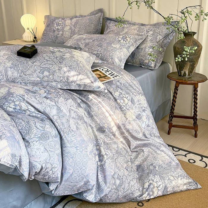 91家纺网 家纺一手货源 找家纺 梧桐树 2025新款100%全棉60S长绒棉套件 S26魅影-蓝