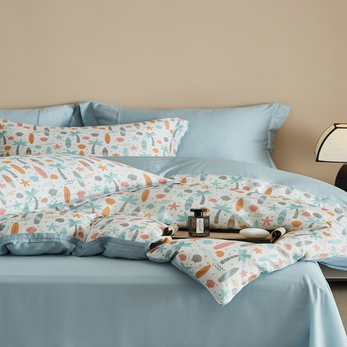 91家纺网 家纺一手货源 找家纺 顾家家居 2025新款莱塞尔数码印花四件套 慕夏