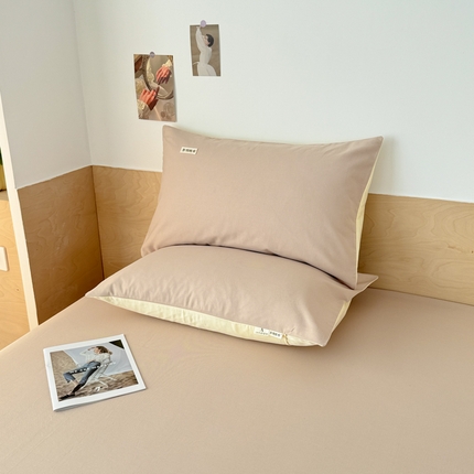 眠博士2025新款全棉老粗布枕套 老粗布枕套-月光咖