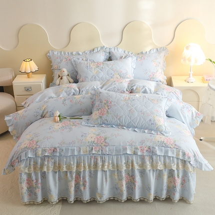 91家纺网 家纺一手货源 找家纺 （总）美达家纺 2025新款全棉印花半夹棉床裙四件套