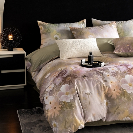 立奥被业 2025新款60S数码印花四件套四件套 繁花绿