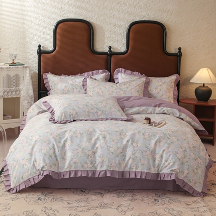 91家纺网 家纺一手货源 找家纺 （总）女子家纺 2025新款40支13070全棉荷叶双层花边款四件套