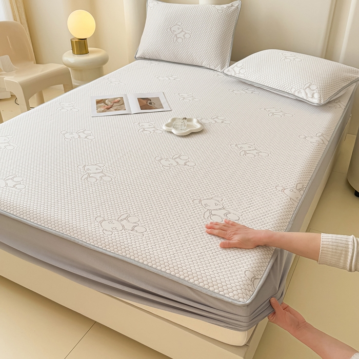 91家纺网 家纺一手货源 找家纺 小萌虎 2025新款冰豆豆凉席 床笠款 咖色