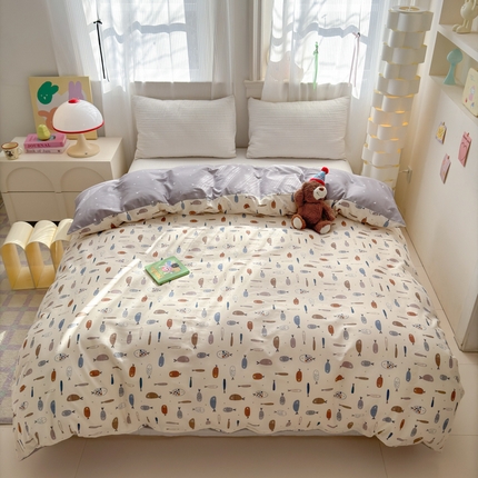 清雅福 2025全棉13372小清新四件套和单被套早春系列第二批--单被套 鱼多多