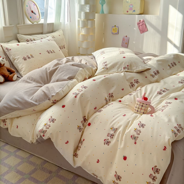 91家纺网 家纺一手货源 找家纺 清雅福 2025全棉13372小清新四件套和单被套早春系列第二批--四件套 小美满