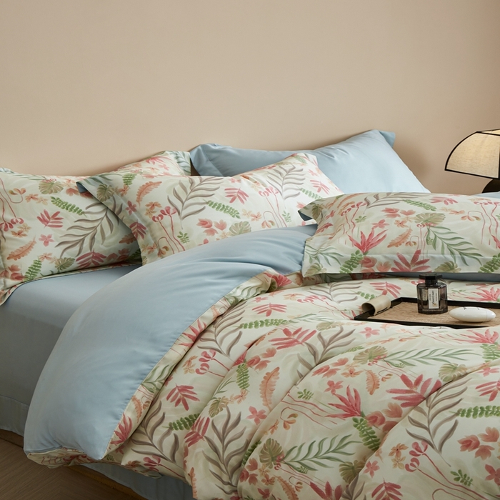 91家纺网 家纺一手货源 找家纺 顾家家居 2025新款莱塞尔数码印花四件套 素瑾