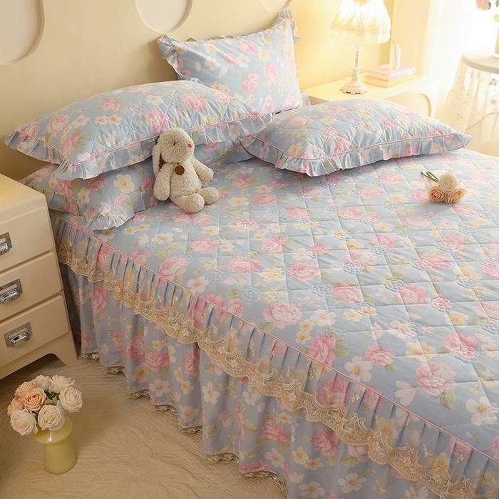 91家纺网 家纺一手货源 找家纺 （总）美达家纺 2025新款全棉印花夹棉床裙