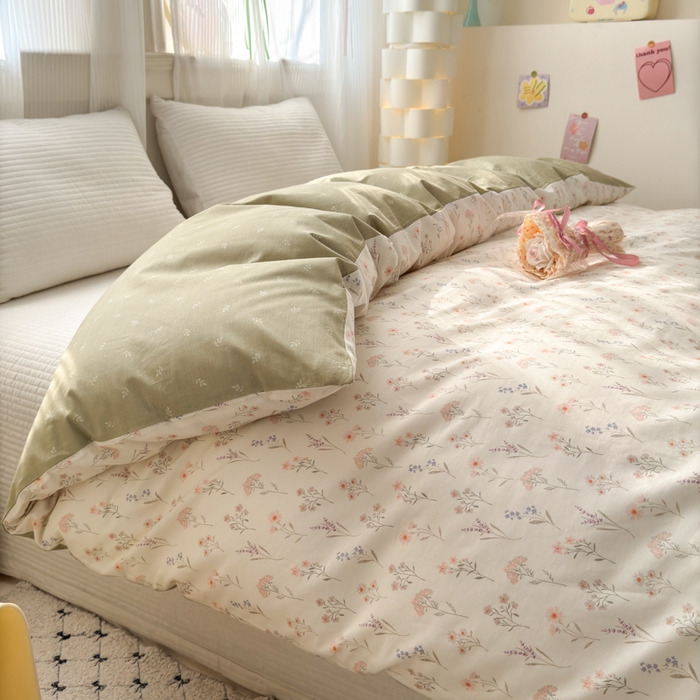 91家纺网 家纺一手货源 找家纺 清雅福 2025全棉13372小清新四件套和单被套早春系列第二批--单被套 梦回浅溪