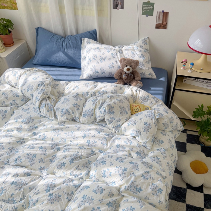 91家纺网 家纺一手货源 找家纺 仟人梦 2025新款水洗棉印花四件套 嫣语花开