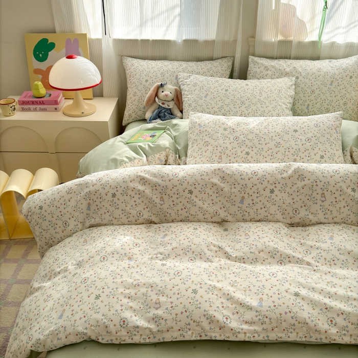 91家纺网 家纺一手货源 找家纺 清雅福 2025全棉13372小清新四件套和单被套早春系列第二批--单枕套 一枝如画