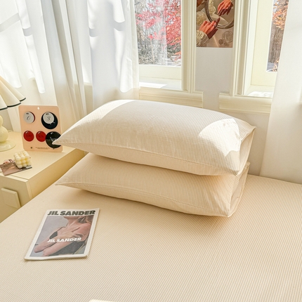 眠博士2025新款全棉双层纱单枕套  双层纱枕套-浅咖条