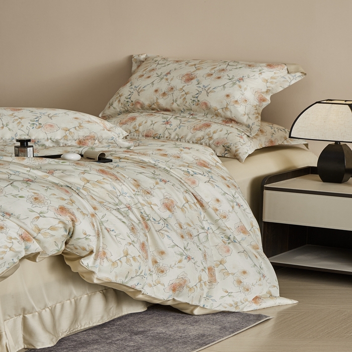 91家纺网 家纺一手货源 找家纺 顾家家居 2025新款莱塞尔数码印花四件套 米丽