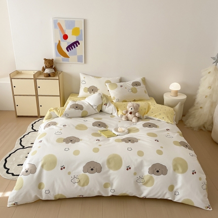 帅露 2025开春新品全棉喷气13070小清新印花纯棉全棉四件套 海盐幻想