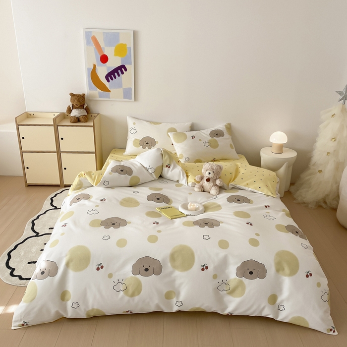 91家纺网 家纺一手货源 找家纺 帅露 2025开春新品全棉喷气13070小清新印花纯棉全棉四件套 海盐幻想