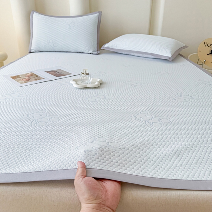 91家纺网 家纺一手货源 找家纺 小萌虎 2025新款冰豆豆凉席 凉席款 浅蓝