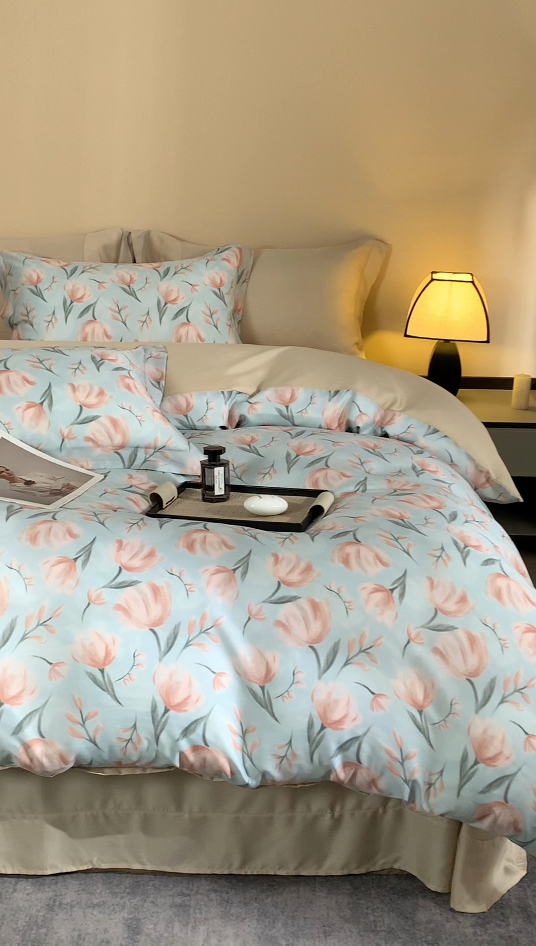 91家纺网 家纺一手货源 找家纺 顾家家居 2025新款莱塞尔数码印花四件套 林间蜜杏