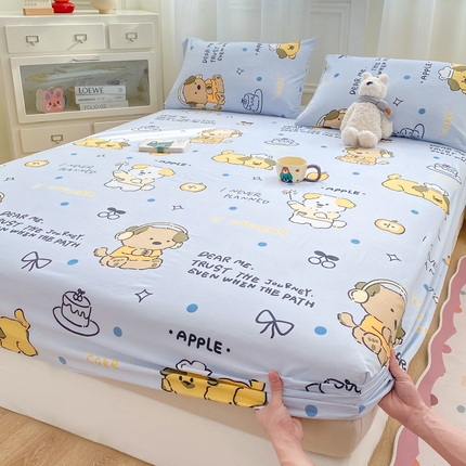 芷凡家纺 2025新款水洗云朵棉印花床笠 小狗日记