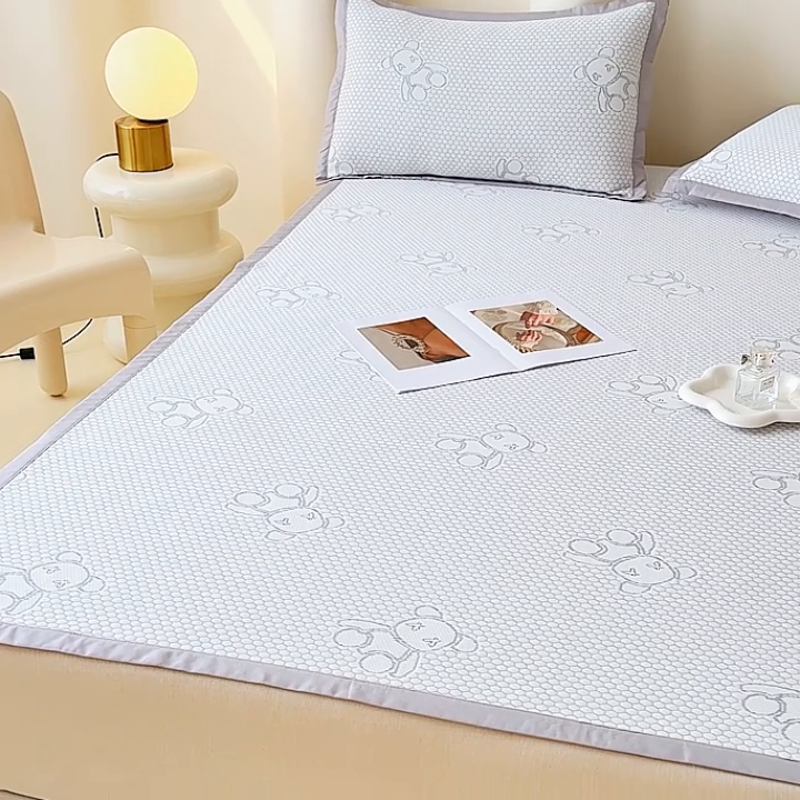 91家纺网 家纺一手货源 找家纺 小萌虎 2025新款冰豆豆凉席 床笠款 灰色