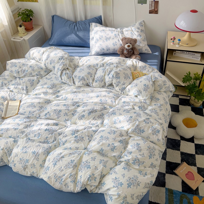 91家纺网 家纺一手货源 找家纺 仟人梦 2025新款水洗棉印花四件套 嫣语花开