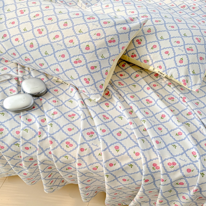 91家纺网 家纺一手货源 找家纺 眠博士2025新款全棉老粗布床单 老粗布床单-红玫瑰