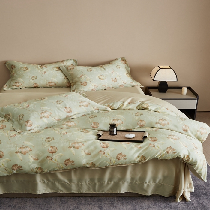 91家纺网 家纺一手货源 找家纺 顾家家居 2025新款莱塞尔数码印花四件套 媞雅