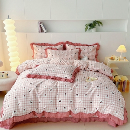 添越 2024新款纯棉砂洗床盖沁心花语