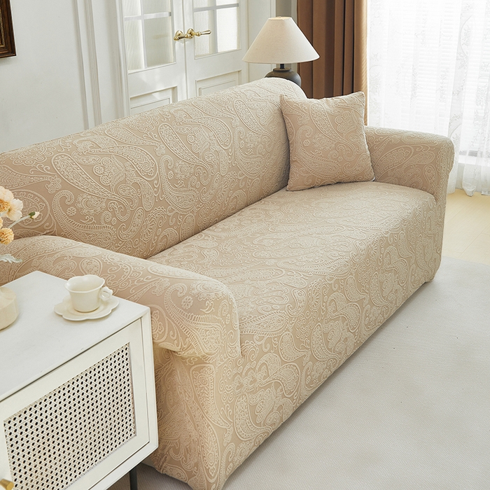 91家纺网 家纺一手货源 找家纺 逐日沙发套 2025新款提花绒沙发套-古罗 卡其