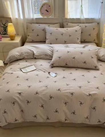 91家纺网 家纺一手货源 找家纺 清雅福 2025全棉13372小清新四件套和单被套早春系列第二批--四件套 南瓜佳人