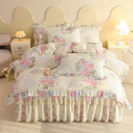 91家纺网 家纺一手货源 找家纺 （总）美达家纺 2025新款全棉印花半夹棉床裙四件套