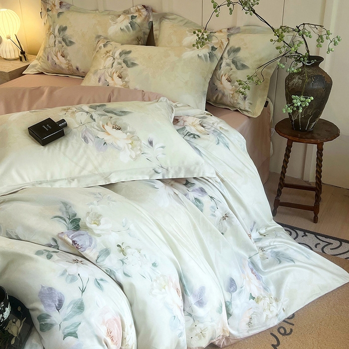 91家纺网 家纺一手货源 找家纺 梧桐树 2025新款100%全棉60S长绒棉套件 S33清爽海盐