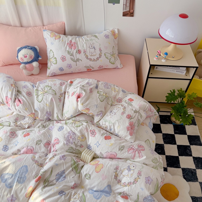 91家纺网 家纺一手货源 找家纺 仟人梦 2025新款水洗棉印花四件套 莫莉兔