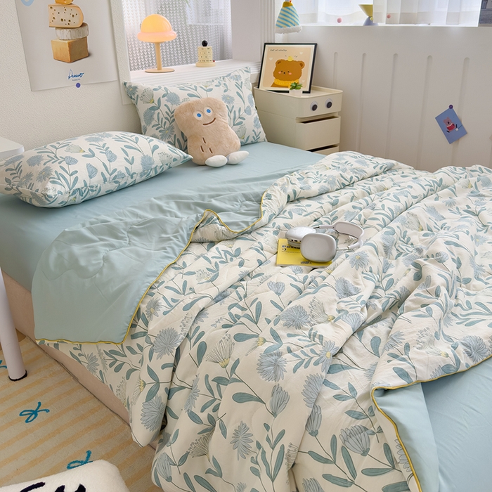 91家纺网 家纺一手货源 找家纺 老帅2025A类水洗双层纱夏被夏凉被空调被被芯直播爆款（有买家秀）绿风铃