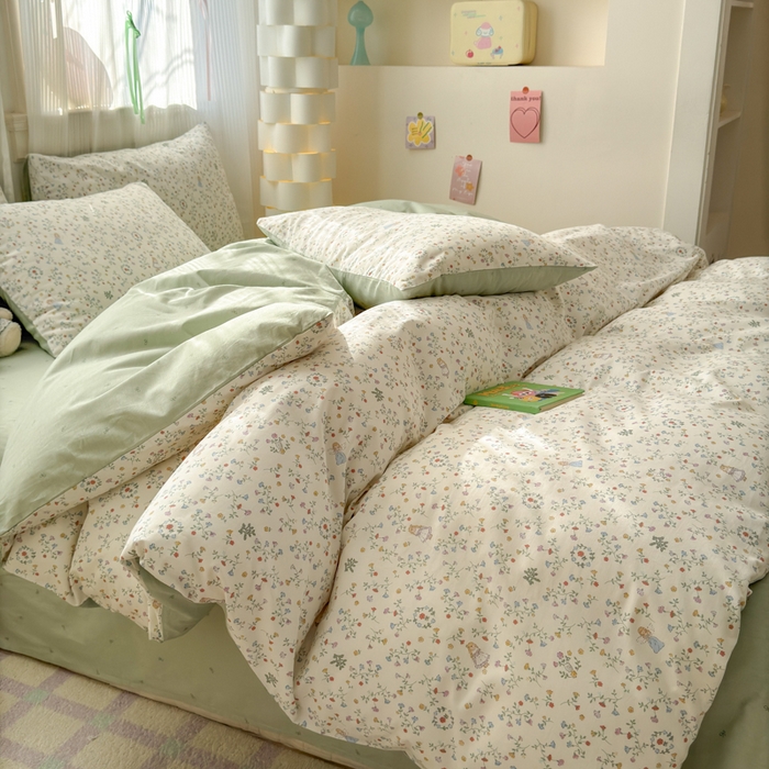 91家纺网 家纺一手货源 找家纺 清雅福 2025全棉13372小清新四件套和单被套早春系列第二批--单枕套 一枝如画