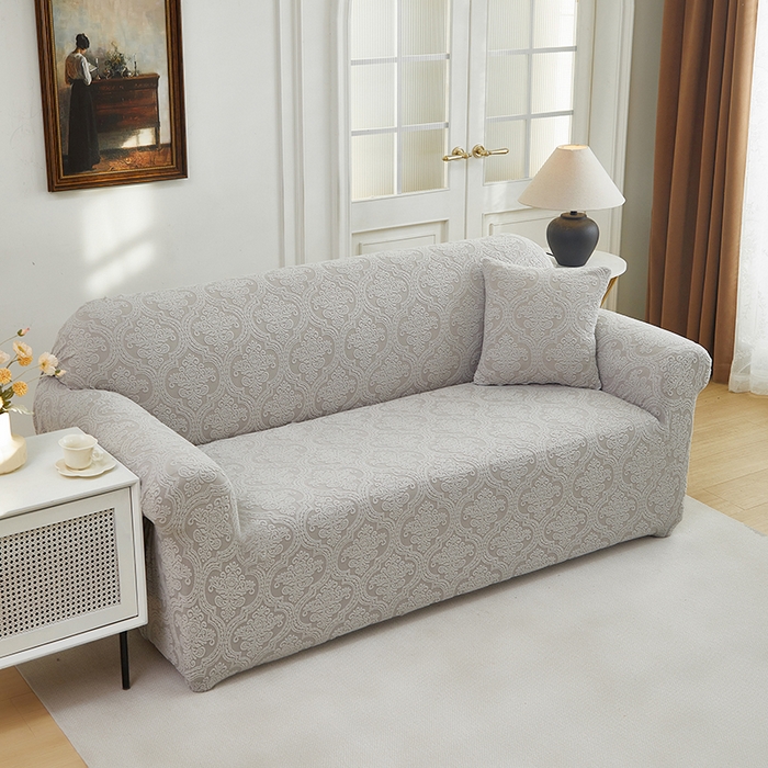 91家纺网 家纺一手货源 找家纺 逐日沙发套 2025新款提花绒沙发套-欧艺 浅灰