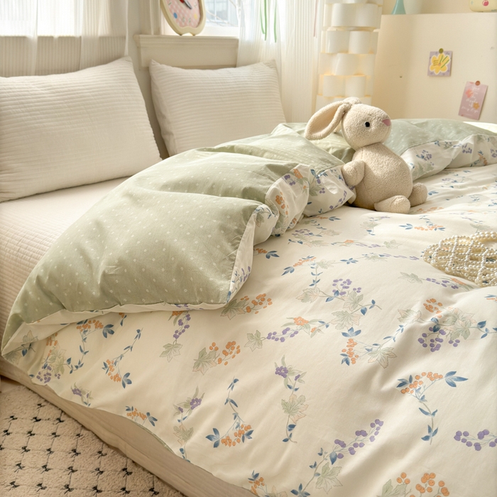 91家纺网 家纺一手货源 找家纺 清雅福 2025全棉13372小清新四件套和单被套早春系列第二批--单被套 硕果累累