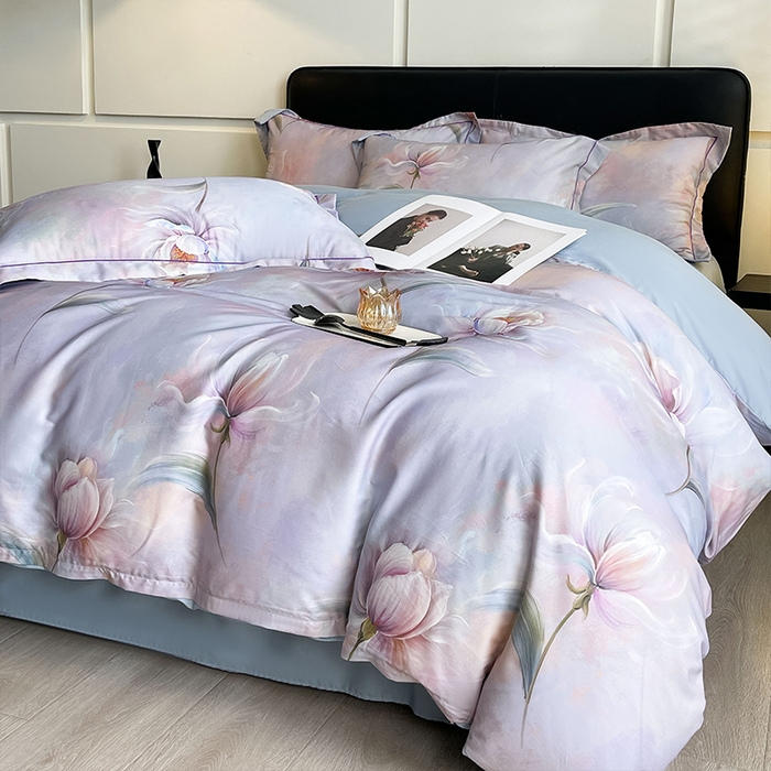 91家纺网 家纺一手货源 找家纺 帛美家纺 2025新款40S莱赛尔天丝棉数码印花四件套 幻彩锦