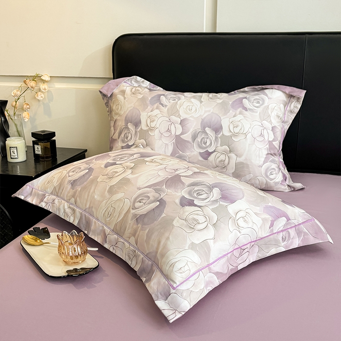 91家纺网 家纺一手货源 找家纺 帛美家纺 2025新款40S莱赛尔天丝棉数码印花四件套 白月空窗-