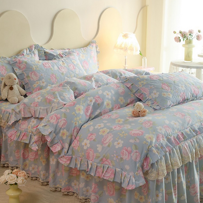 91家纺网 家纺一手货源 找家纺 （总）美达家纺 2025新款全棉印花半夹棉床裙四件套