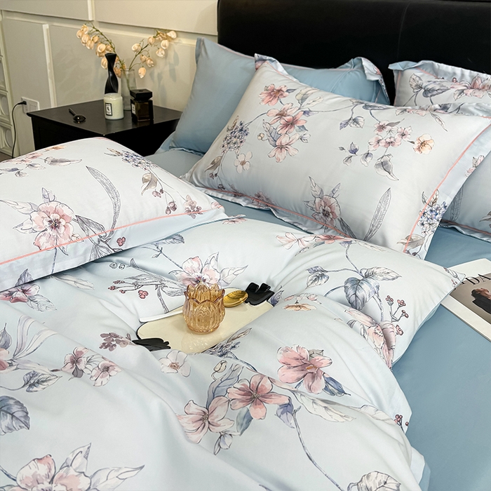 91家纺网 家纺一手货源 找家纺 帛美家纺 2025新款40S莱赛尔天丝棉数码印花四件套 花拾