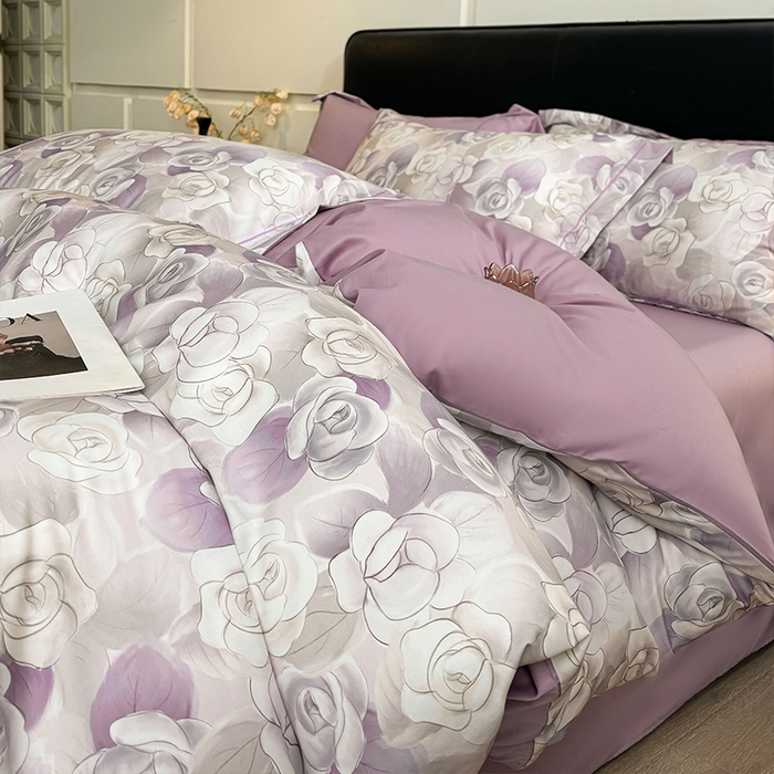 91家纺网 家纺一手货源 找家纺 帛美家纺 2025新款40S莱赛尔天丝棉数码印花四件套 白月空窗-