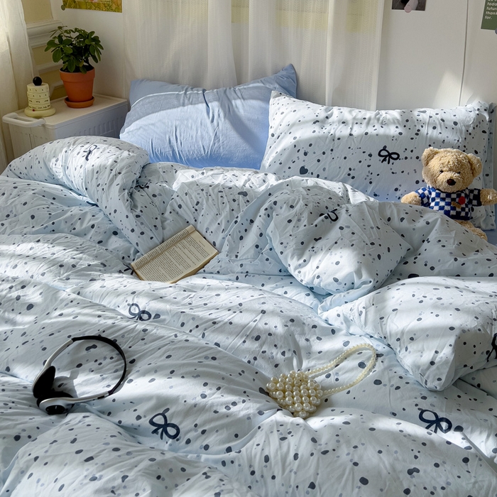 91家纺网 家纺一手货源 找家纺 仟人梦 2025新款水洗棉印花四件套 艺术之名-兰